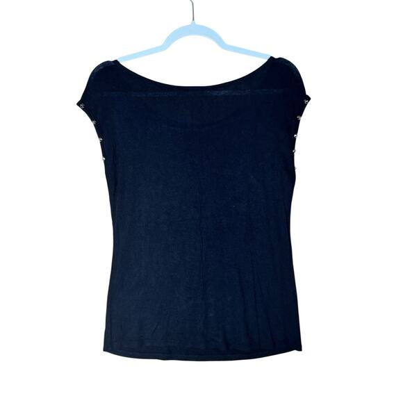 Edgy Girly Goth Black Embroidered Skull Tee Lace Punk Rock Grunge Sz Small Top - Picture 4 of 5